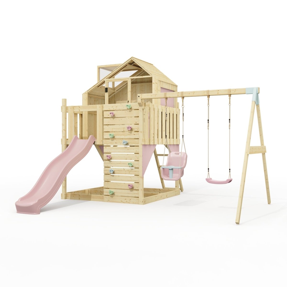 PolarPlay Kids Climbing Tower & Playhouse - Swing Saga Rose