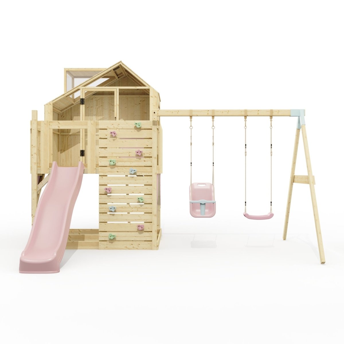 PolarPlay Kids Climbing Tower & Playhouse - Swing Saga Rose