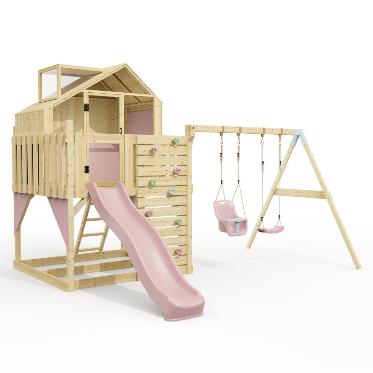 PolarPlay Kids Climbing Tower & Playhouse - Swing Saga Rose