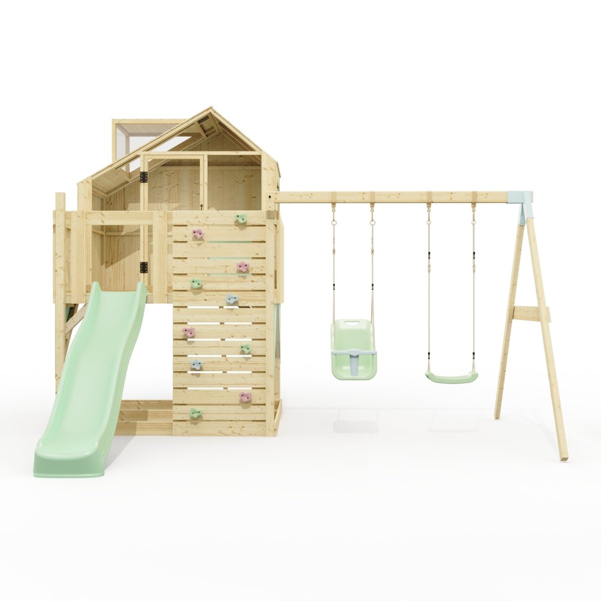 PolarPlay Kids Climbing Tower & Playhouse - Swing Saga Sage
