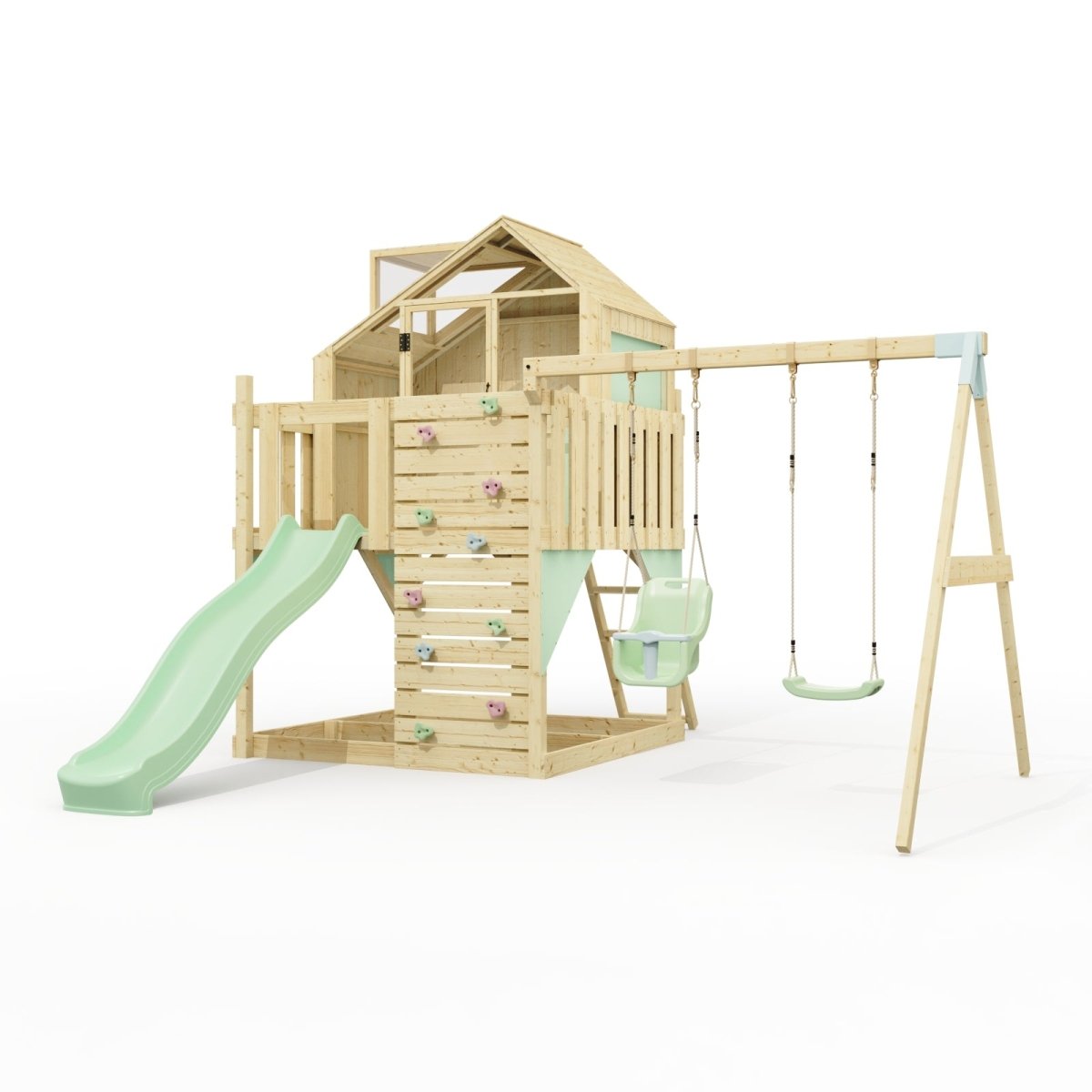 PolarPlay Kids Climbing Tower & Playhouse - Swing Saga Sage