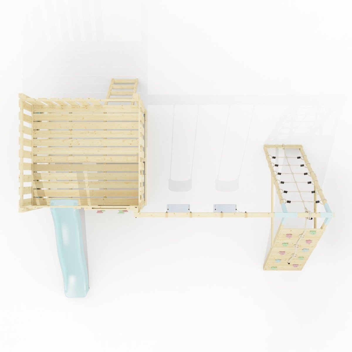 PolarPlay Kids Scandinavian Style Climbing Platform with Double Swing and Climbing Wall - Fai