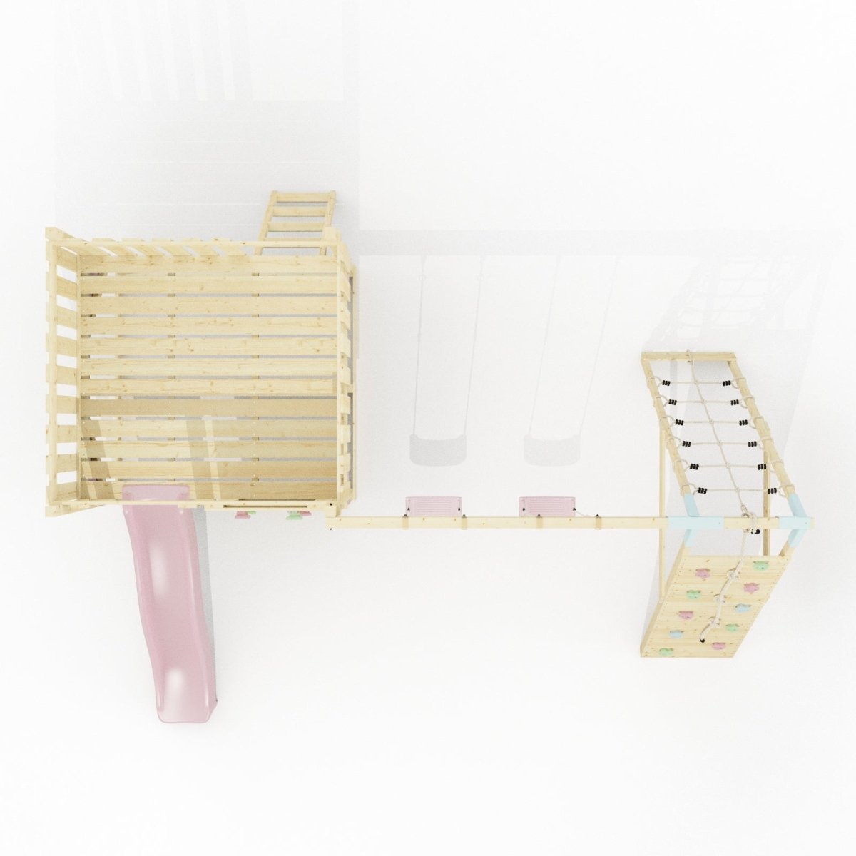 PolarPlay Kids Scandinavian Style Climbing Platform with Double Swing and Climbing Wall - Fai