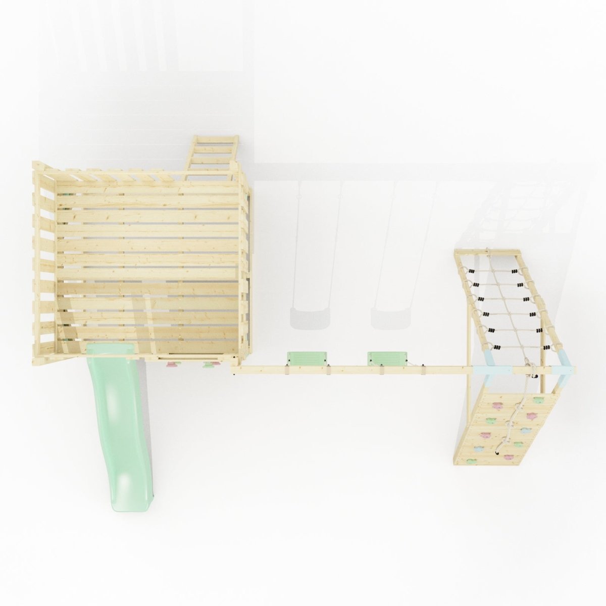 PolarPlay Kids Scandinavian Style Climbing Platform with Double Swing and Climbing Wall - Fai