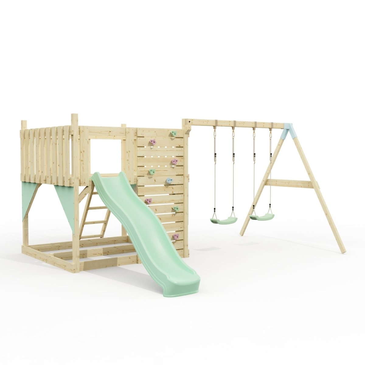 PolarPlay Kids Scandinavian Style Climbing Platform with Double Swing - Fai