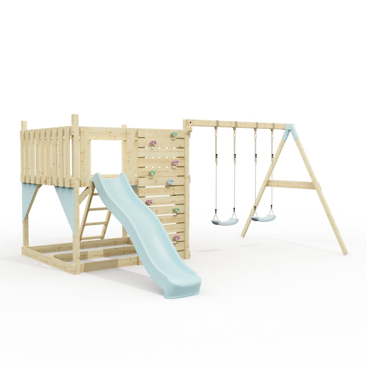 PolarPlay Kids Scandinavian Style Climbing Platform with Double Swing - Fai