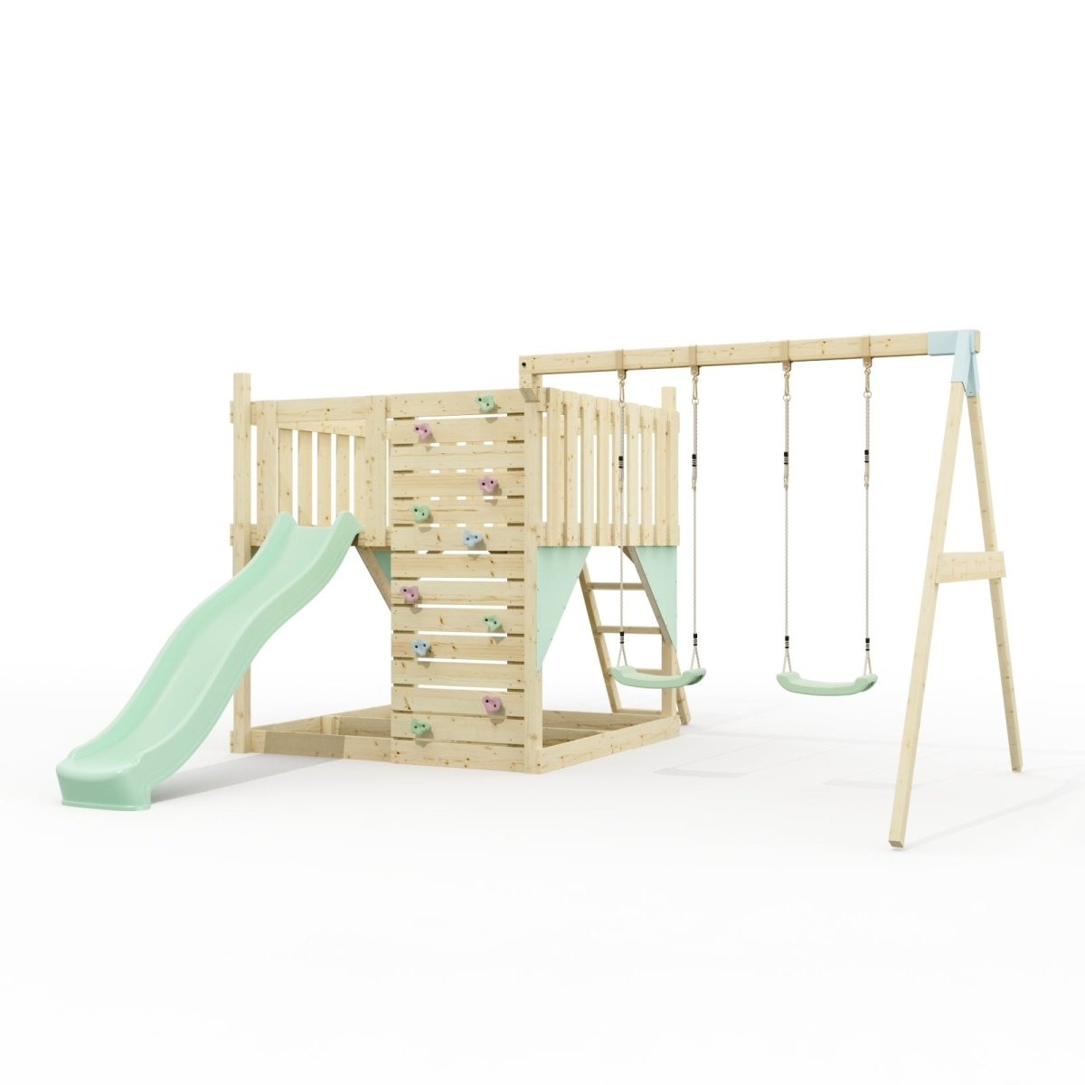 PolarPlay Kids Scandinavian Style Climbing Platform with Double Swing - Fai