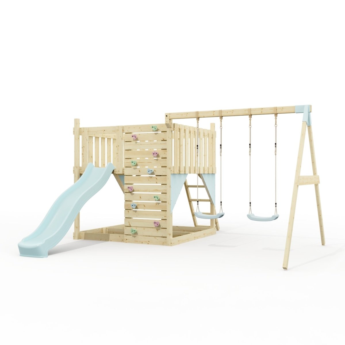 PolarPlay Kids Scandinavian Style Climbing Platform with Double Swing - Fai