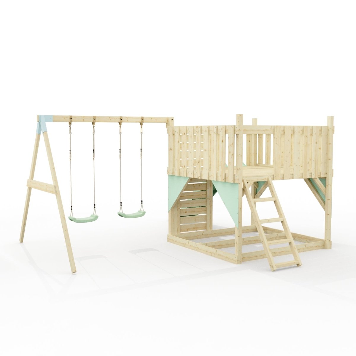 PolarPlay Kids Scandinavian Style Climbing Platform with Double Swing - Fai