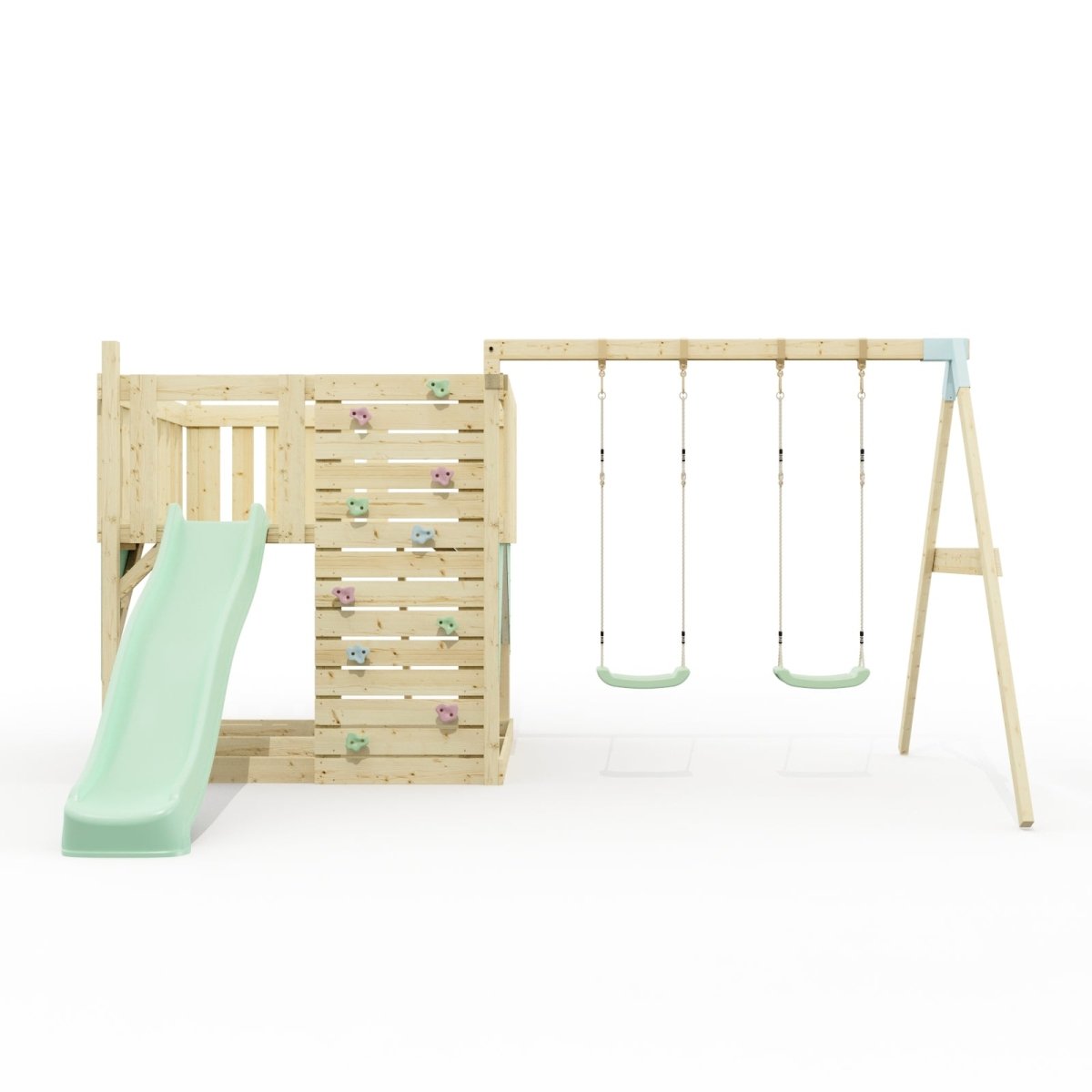 PolarPlay Kids Scandinavian Style Climbing Platform with Double Swing - Fai
