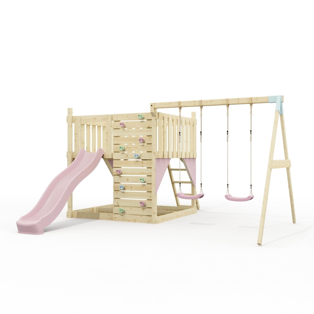 PolarPlay Kids Scandinavian Style Climbing Platform with Double Swing - Fai