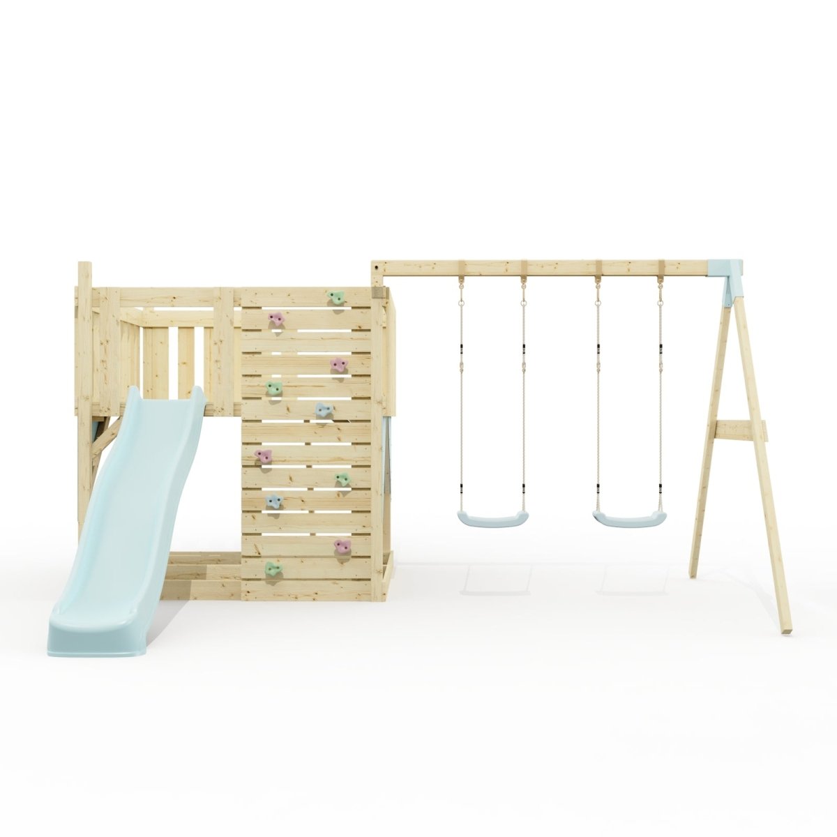 PolarPlay Kids Scandinavian Style Climbing Platform with Double Swing - Fai