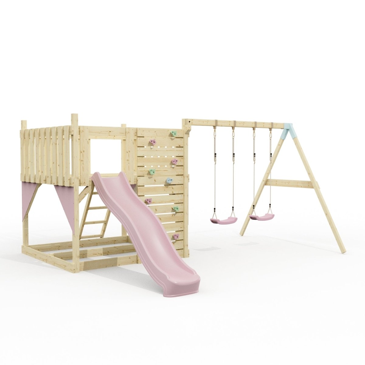 PolarPlay Kids Scandinavian Style Climbing Platform with Double Swing - Fai