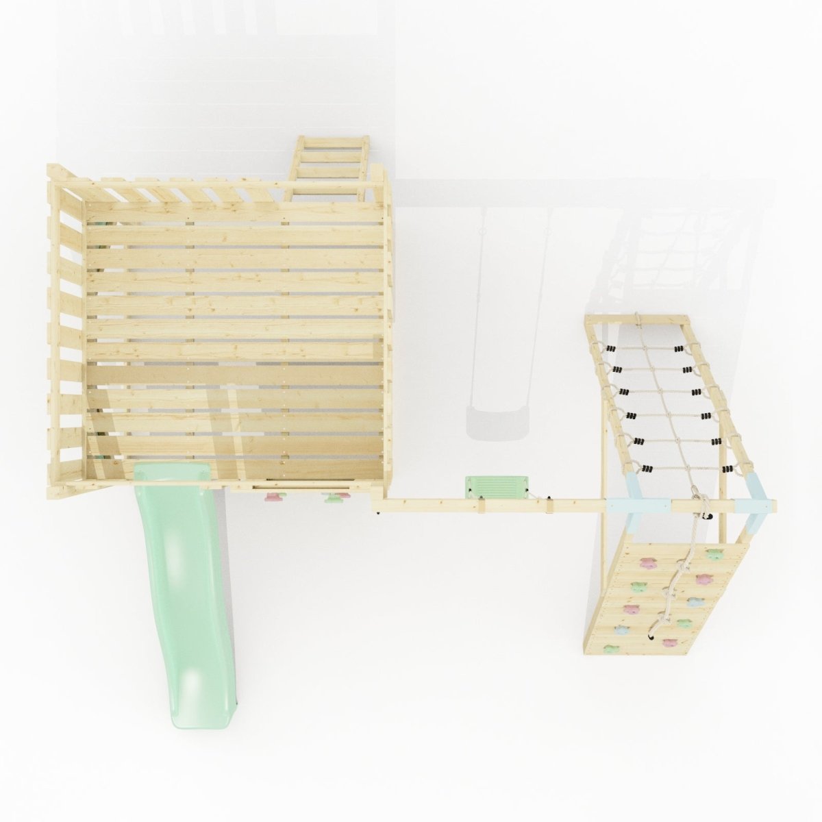 PolarPlay Kids Scandinavian Style Climbing Platform with Single Swing and Climbing Wall - Fai