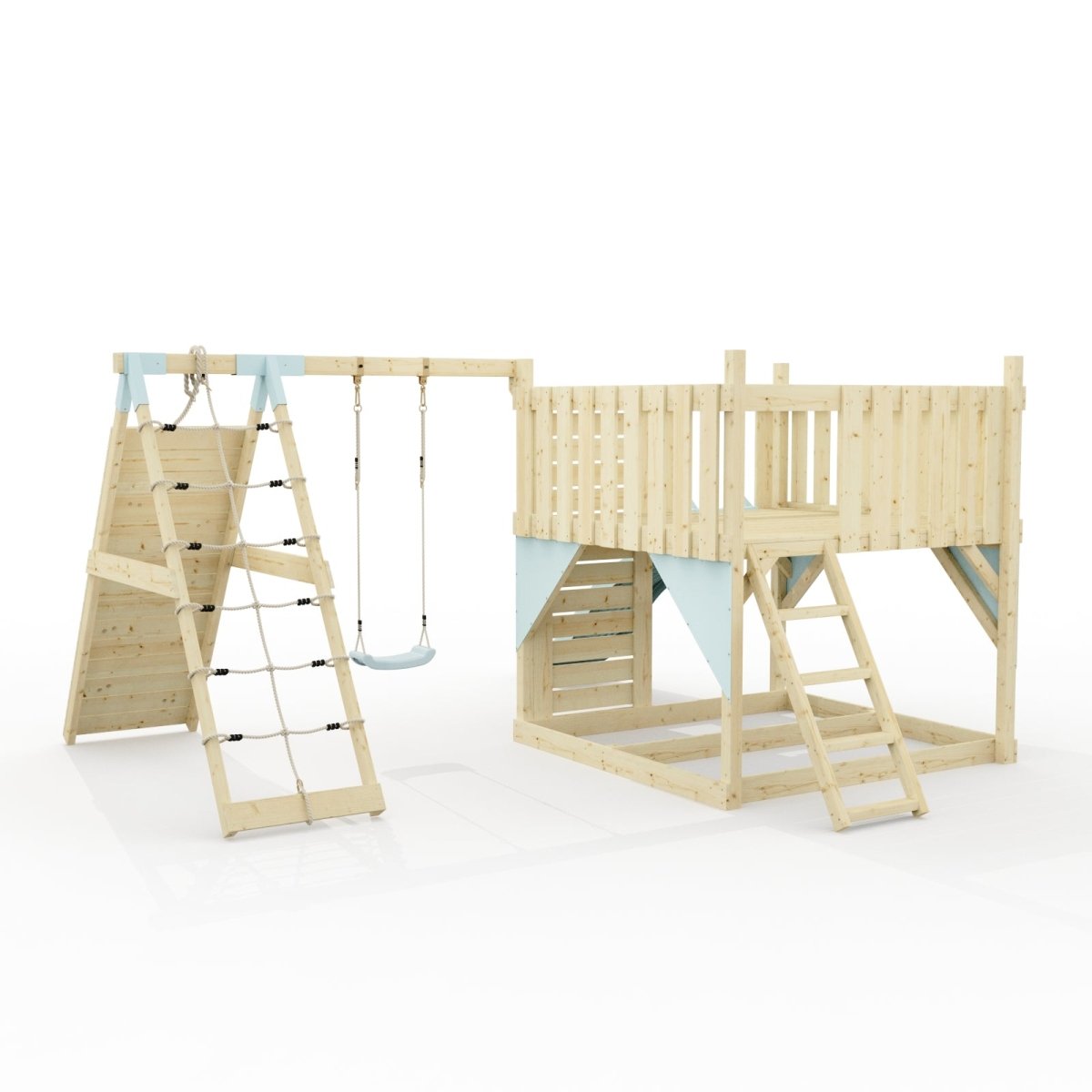 PolarPlay Kids Scandinavian Style Climbing Platform with Single Swing and Climbing Wall - Fai