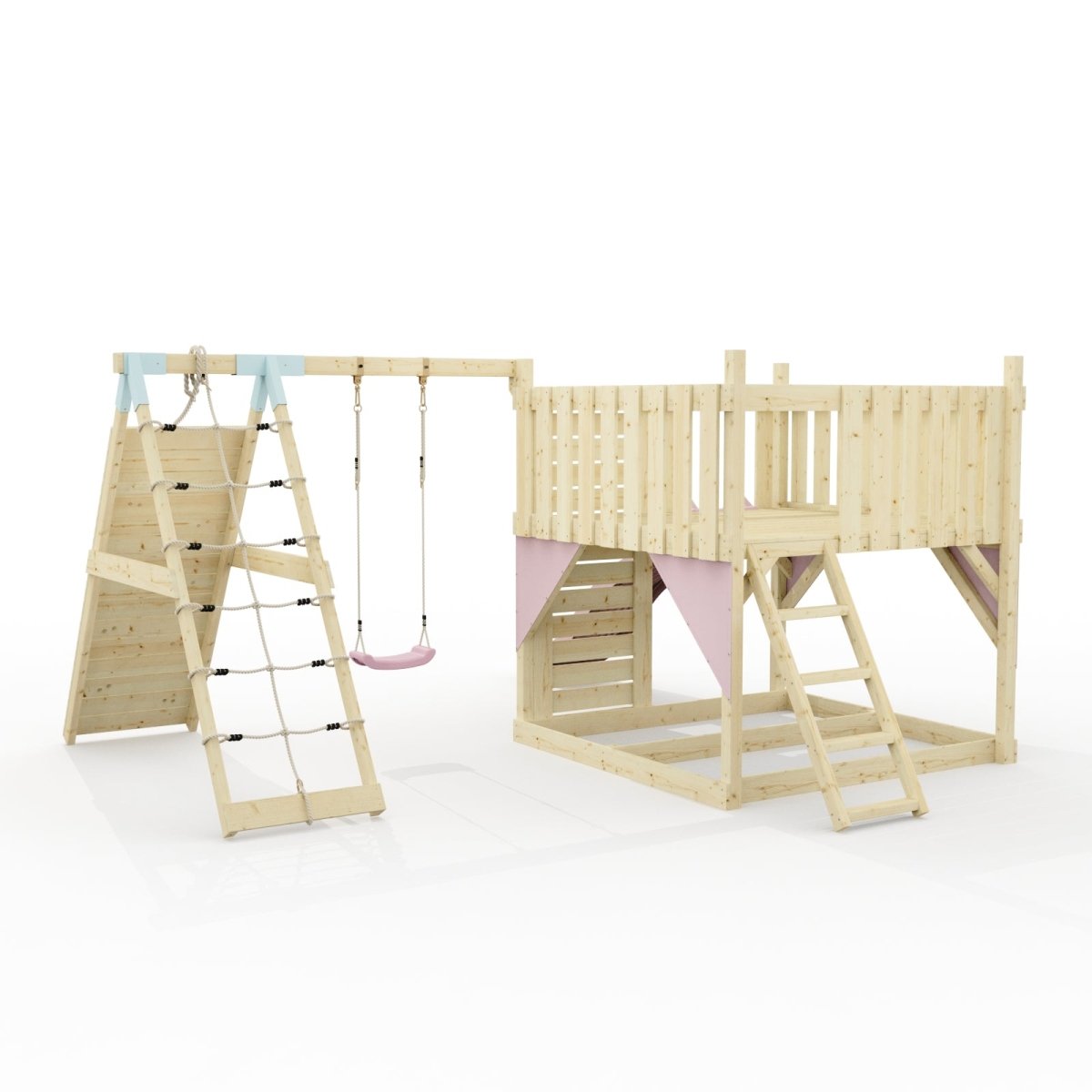 PolarPlay Kids Scandinavian Style Climbing Platform with Single Swing and Climbing Wall - Fai