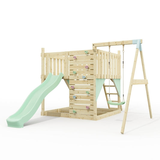 PolarPlay Kids Scandinavian Style Climbing Platform with Single Swing - Fai