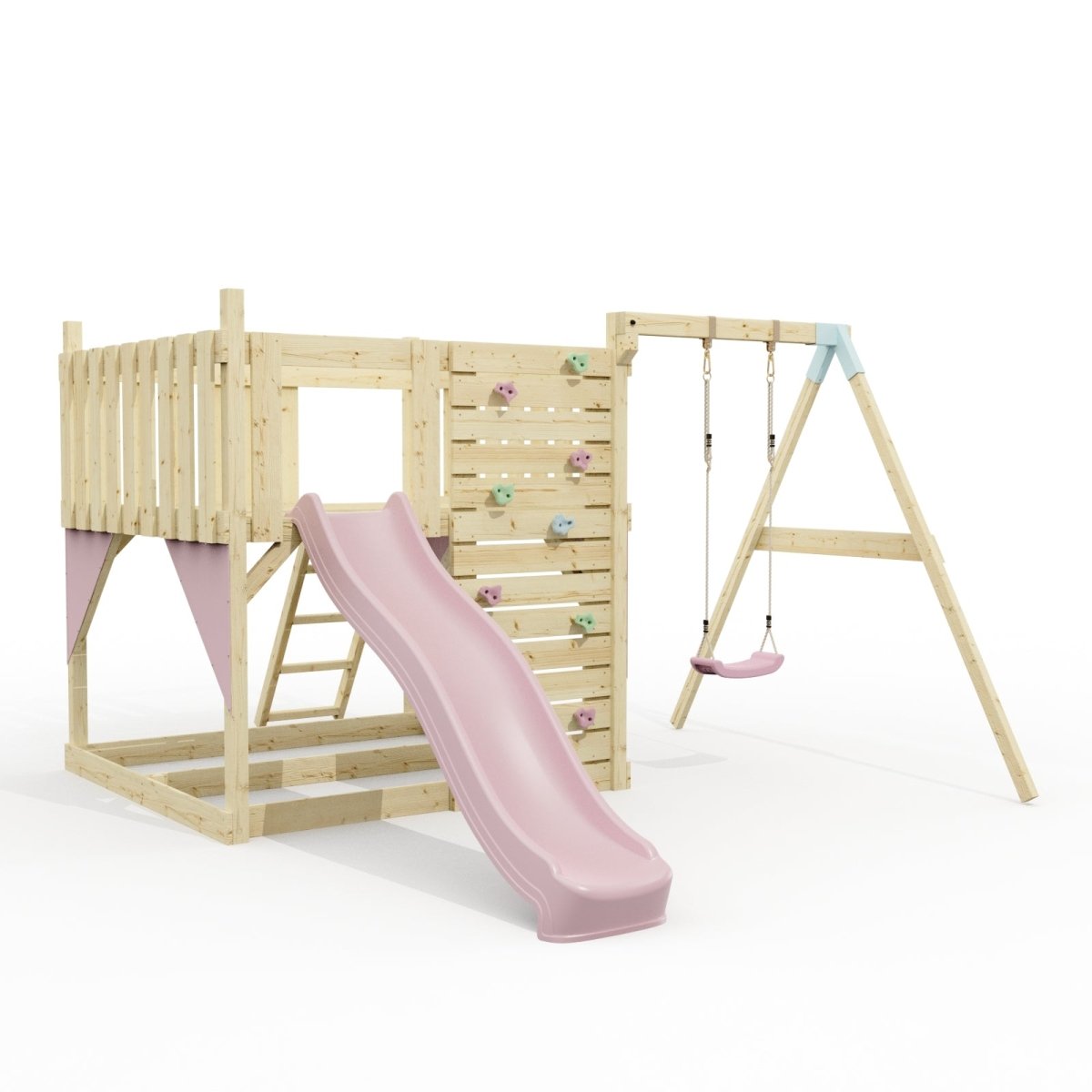 PolarPlay Kids Scandinavian Style Climbing Platform with Single Swing - Fai