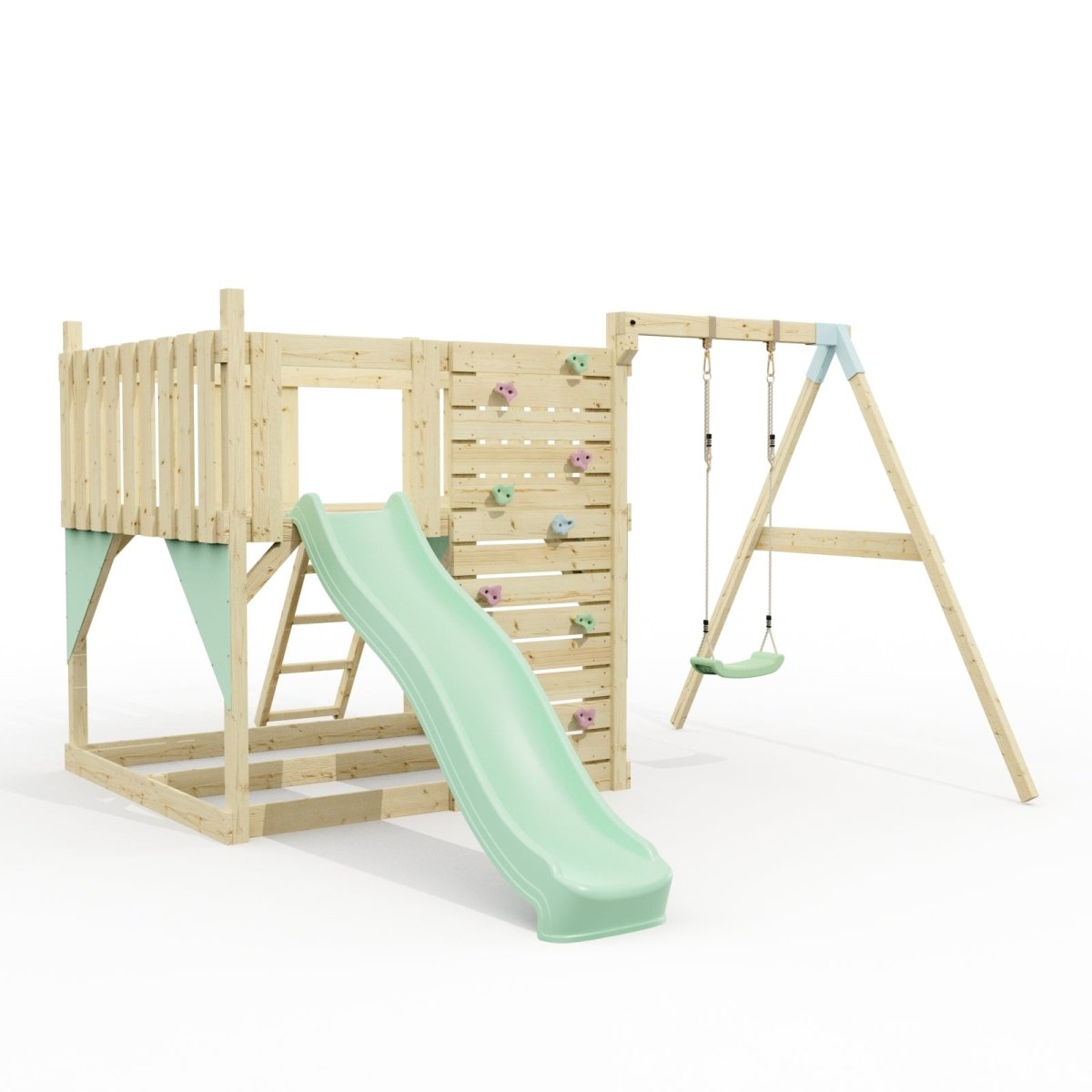 PolarPlay Kids Scandinavian Style Climbing Platform with Single Swing - Fai