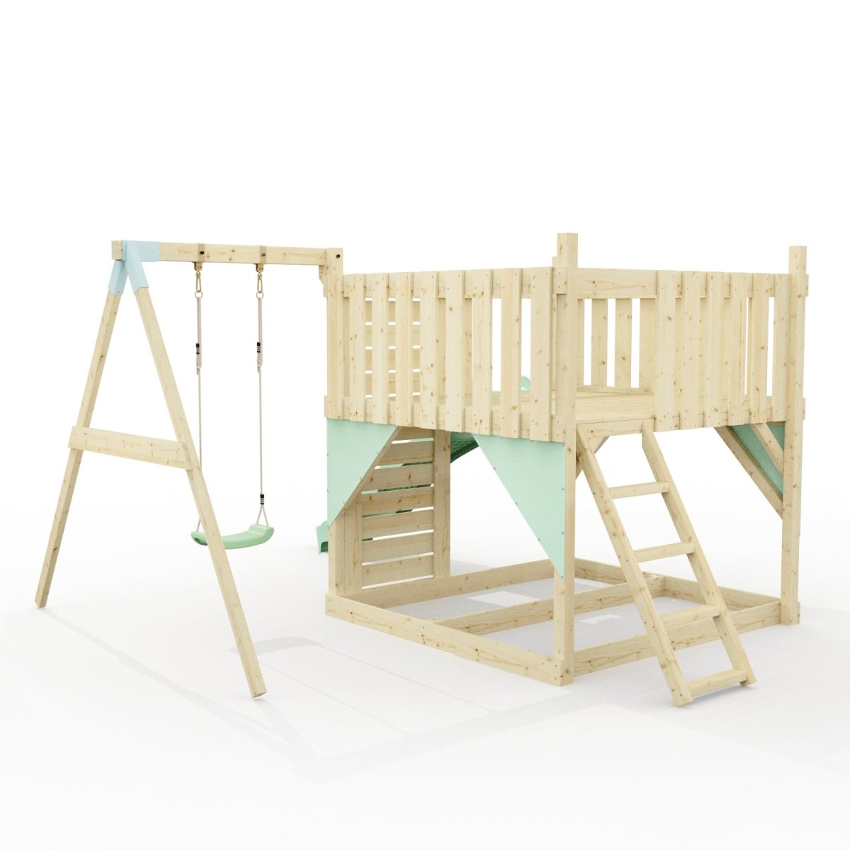 PolarPlay Kids Scandinavian Style Climbing Platform with Single Swing - Fai