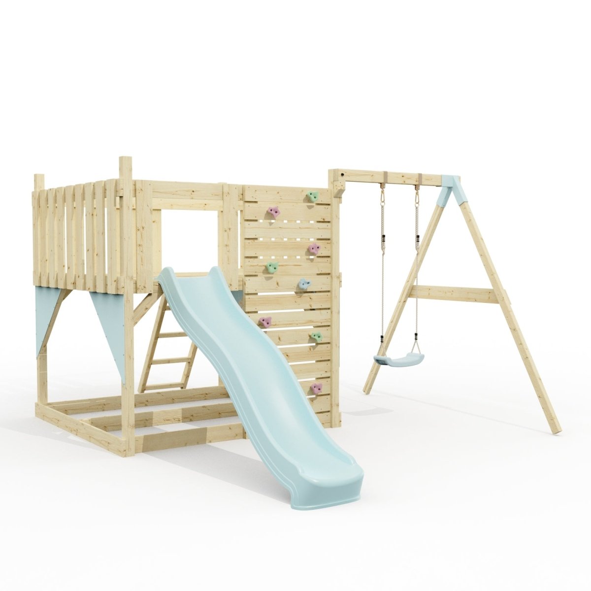 PolarPlay Kids Scandinavian Style Climbing Platform with Single Swing - Fai