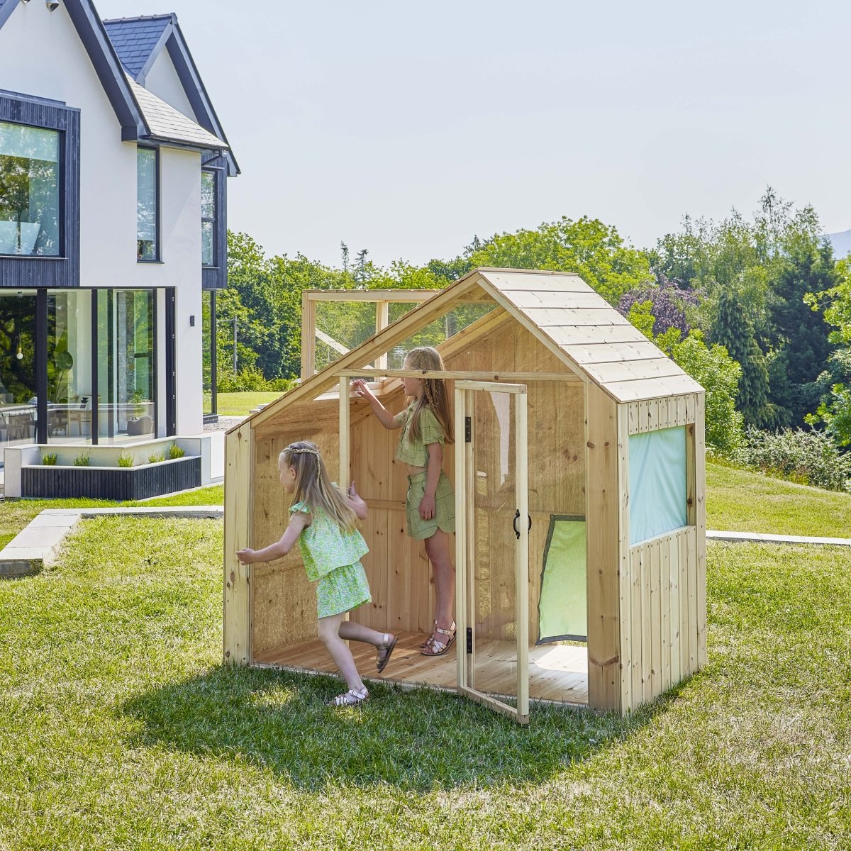 PolarPlay Kids Scandinavian Style Wooden Playhouse - Asta Sage