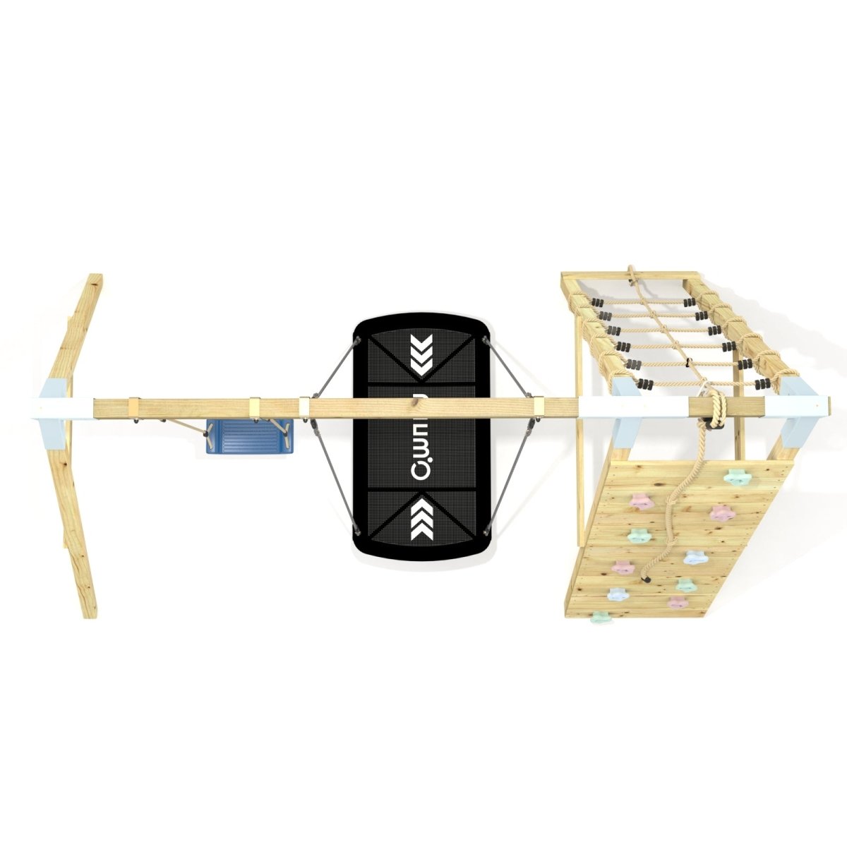 PolarPlay Premium Double Swing Set with Climbing Wall