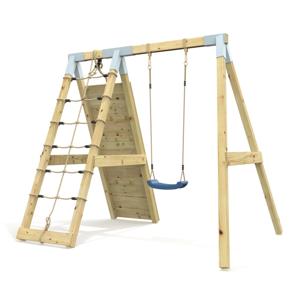 PolarPlay Premium Single Swing Set with Climbing Wall