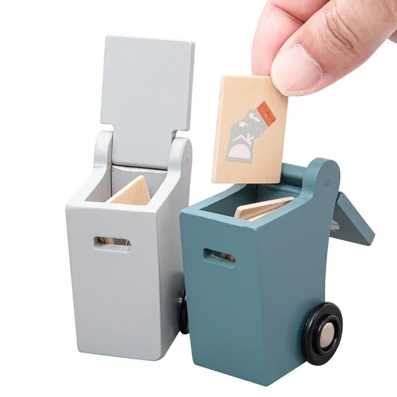 PolarPlay Push Along Wooden Recycling Truck Toy