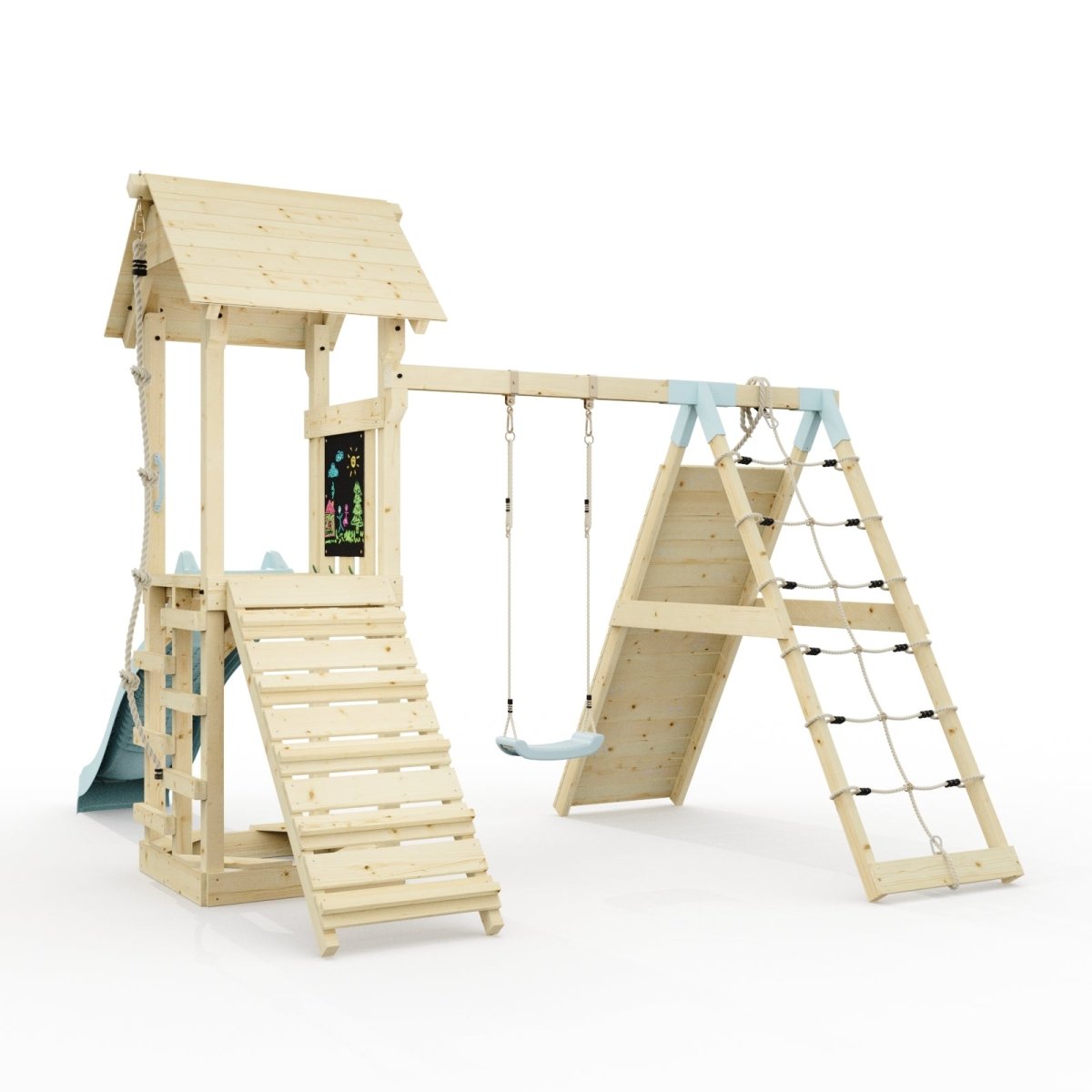 PolarPlay Tower Kids Wooden Climbing Frame - Climb & Swing Tyra Mist