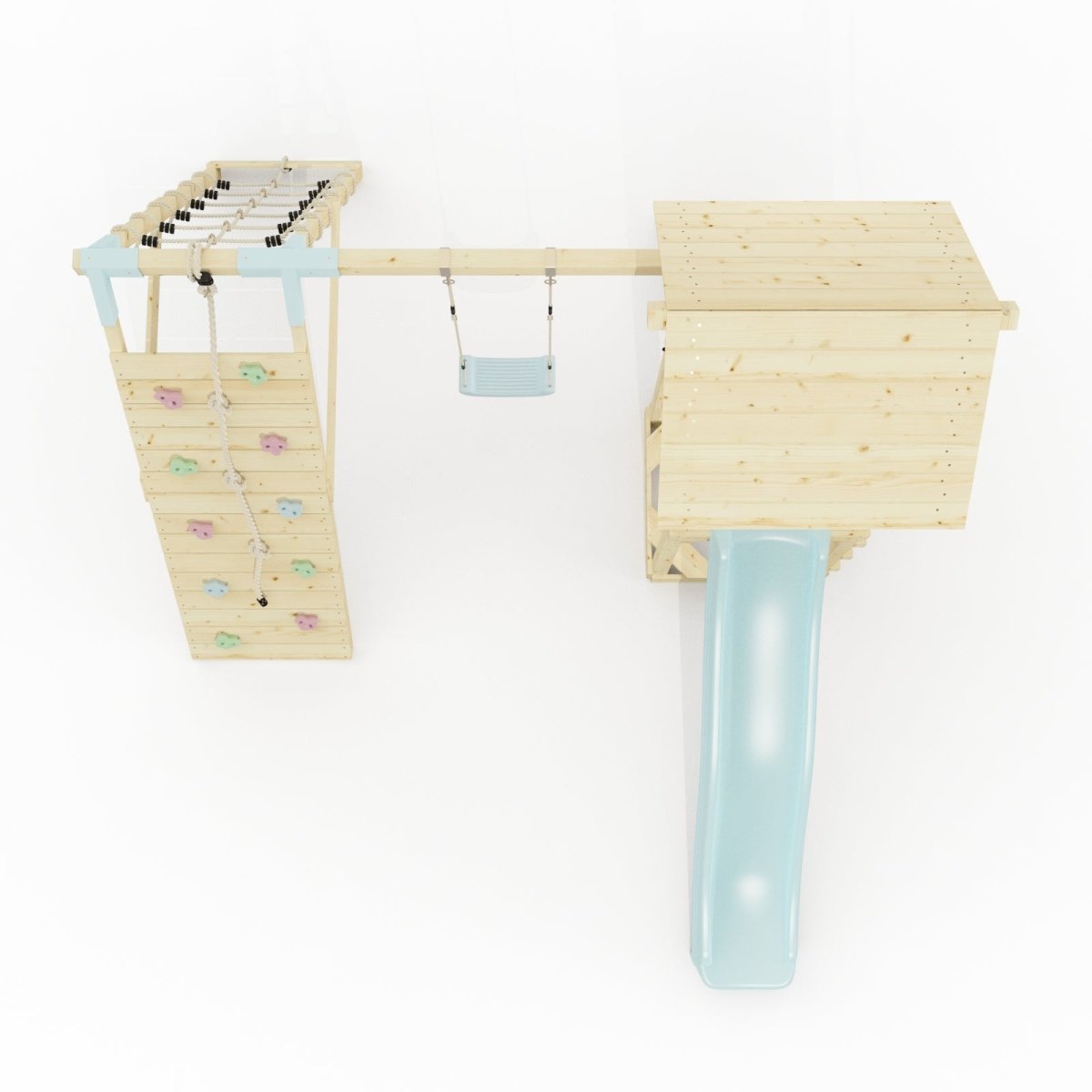 PolarPlay Tower Kids Wooden Climbing Frame - Climb & Swing Tyra Mist
