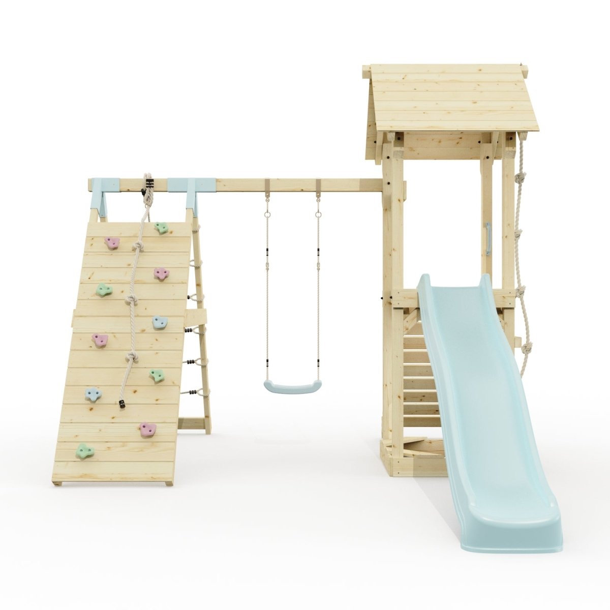 PolarPlay Tower Kids Wooden Climbing Frame - Climb & Swing Tyra Mist