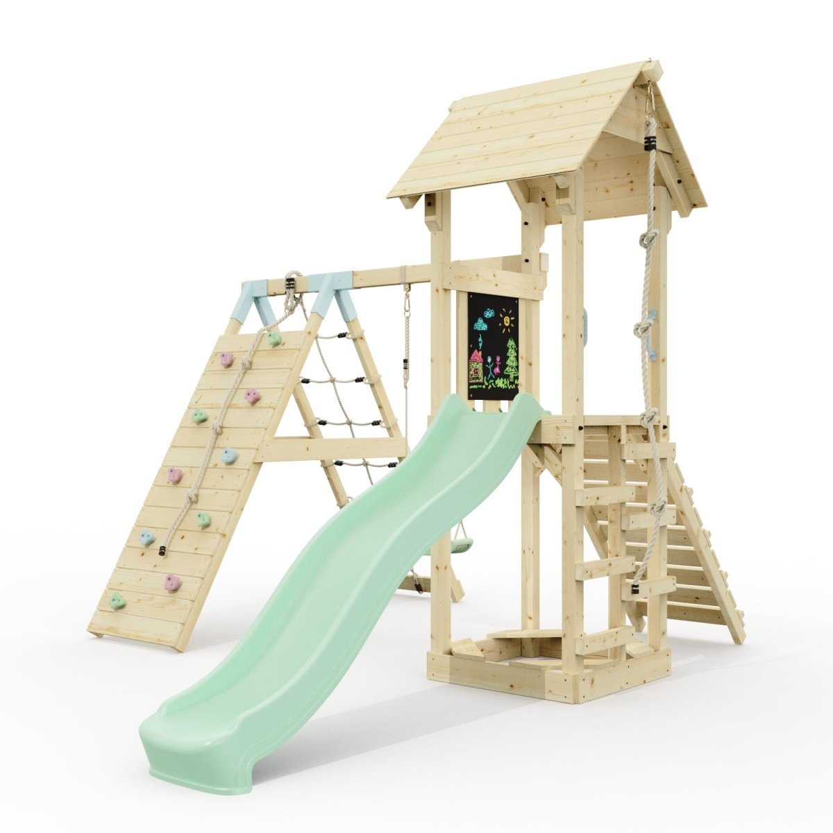 PolarPlay Tower Kids Wooden Climbing Frame - Climb & Swing Tyra Sage