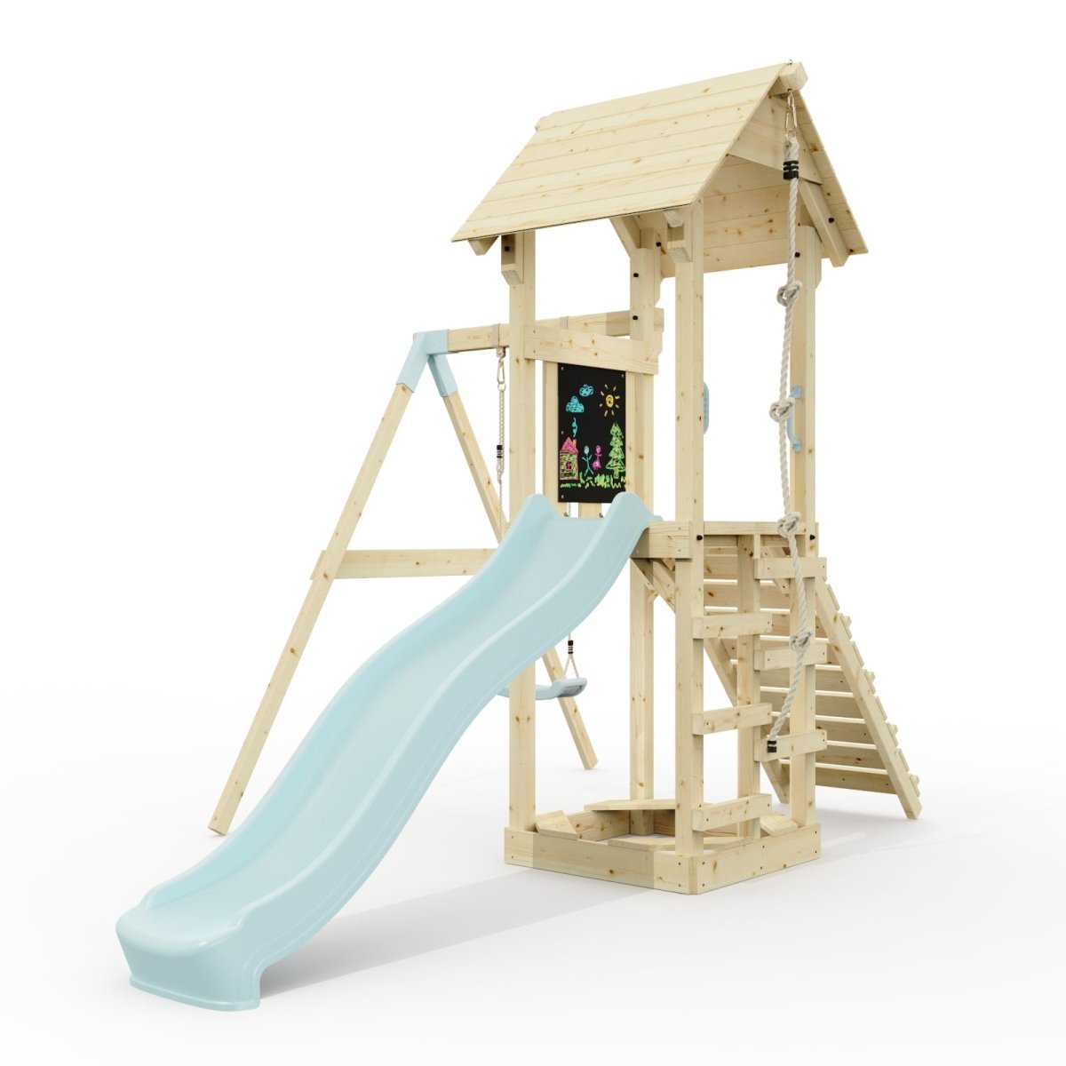 PolarPlay Tower Kids Wooden Climbing Frame - Swing Destin Mist