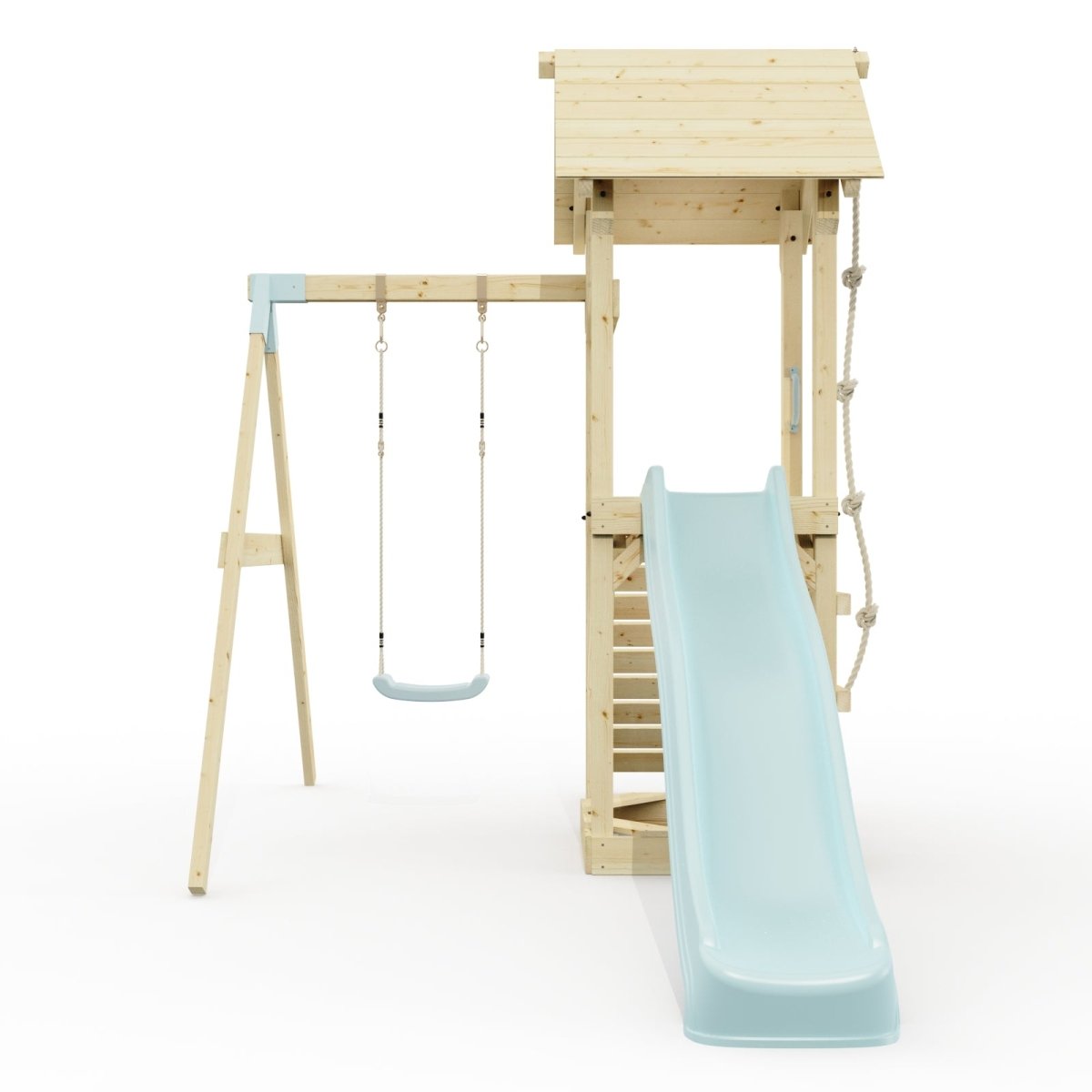 PolarPlay Tower Kids Wooden Climbing Frame - Swing Destin Mist
