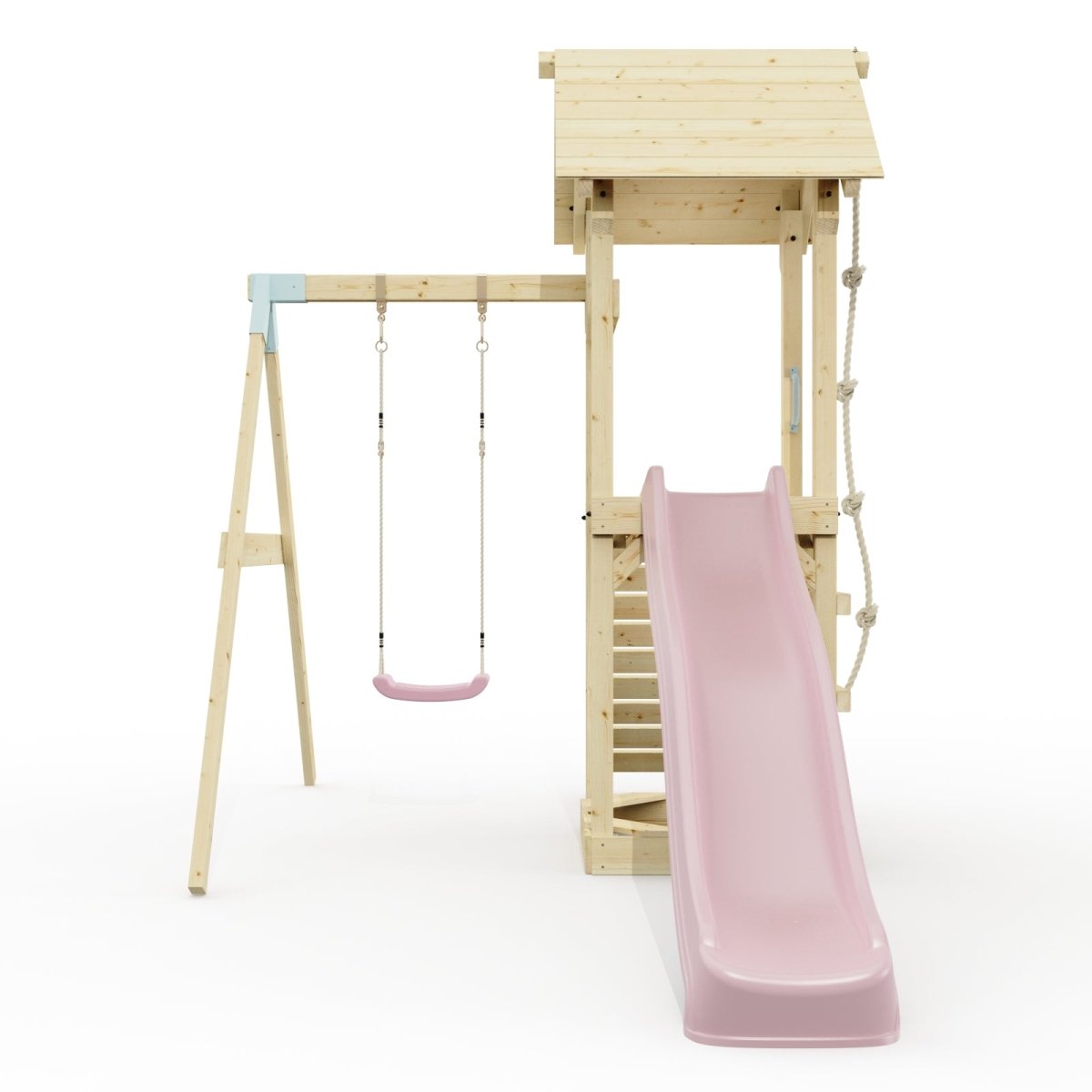 PolarPlay Tower Kids Wooden Climbing Frame - Swing Destin Rose