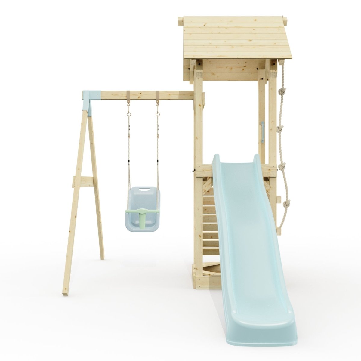 PolarPlay Tower Kids Wooden Climbing Frame - Swing Helka Mist
