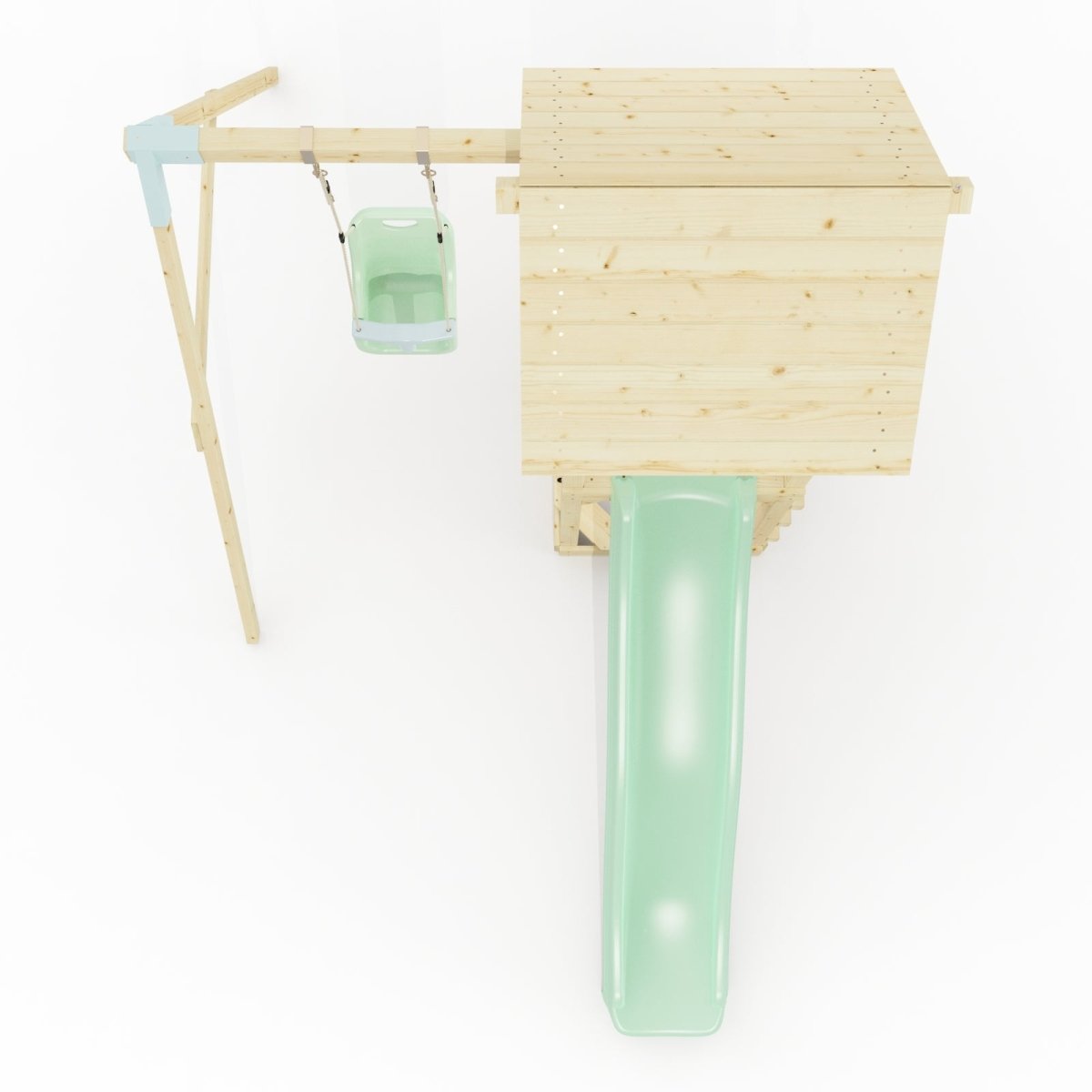 PolarPlay Tower Kids Wooden Climbing Frame - Swing Helka Sage