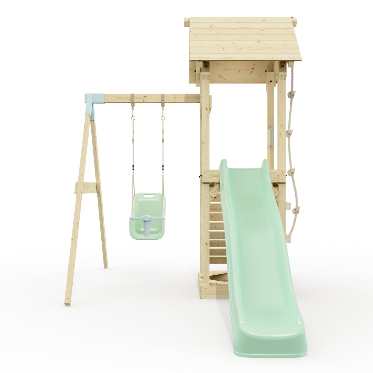 PolarPlay Tower Kids Wooden Climbing Frame - Swing Helka Sage