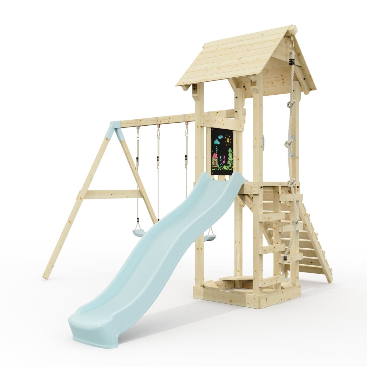 PolarPlay Tower Kids Wooden Climbing Frame - Swing Kari Mist