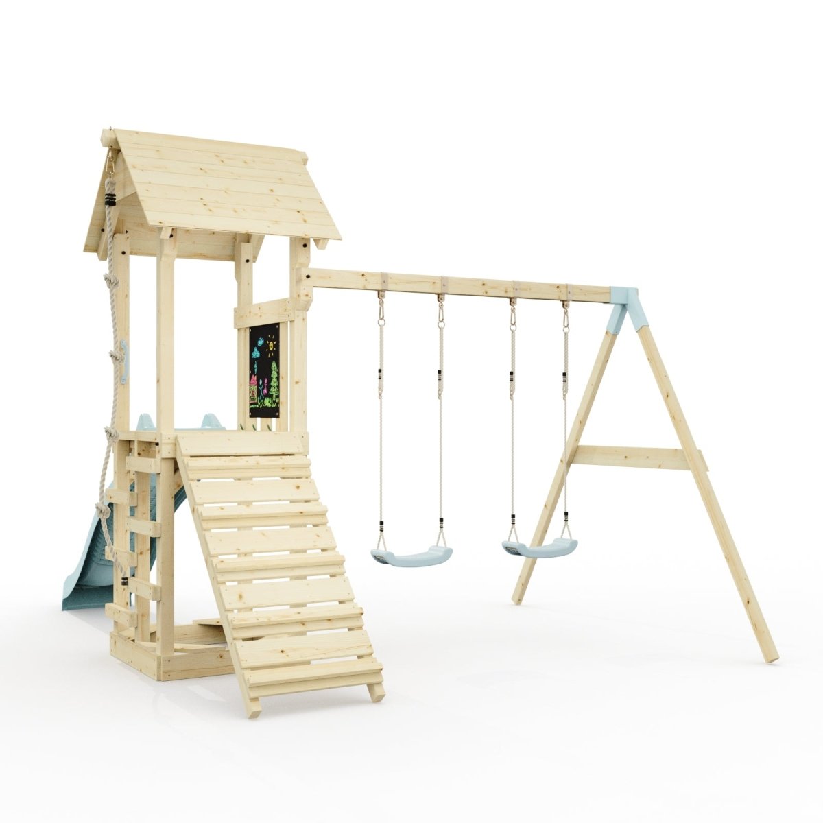 PolarPlay Tower Kids Wooden Climbing Frame - Swing Kari Mist
