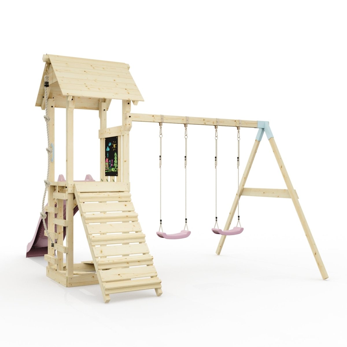 PolarPlay Tower Kids Wooden Climbing Frame - Swing Kari Rose