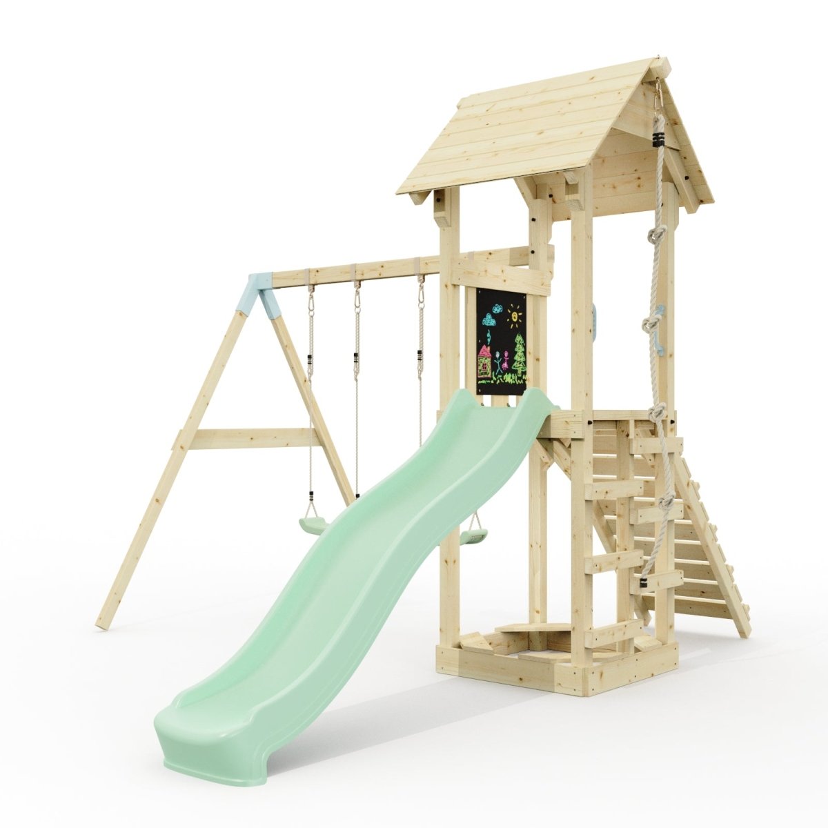 PolarPlay Tower Kids Wooden Climbing Frame - Swing Kari Sage
