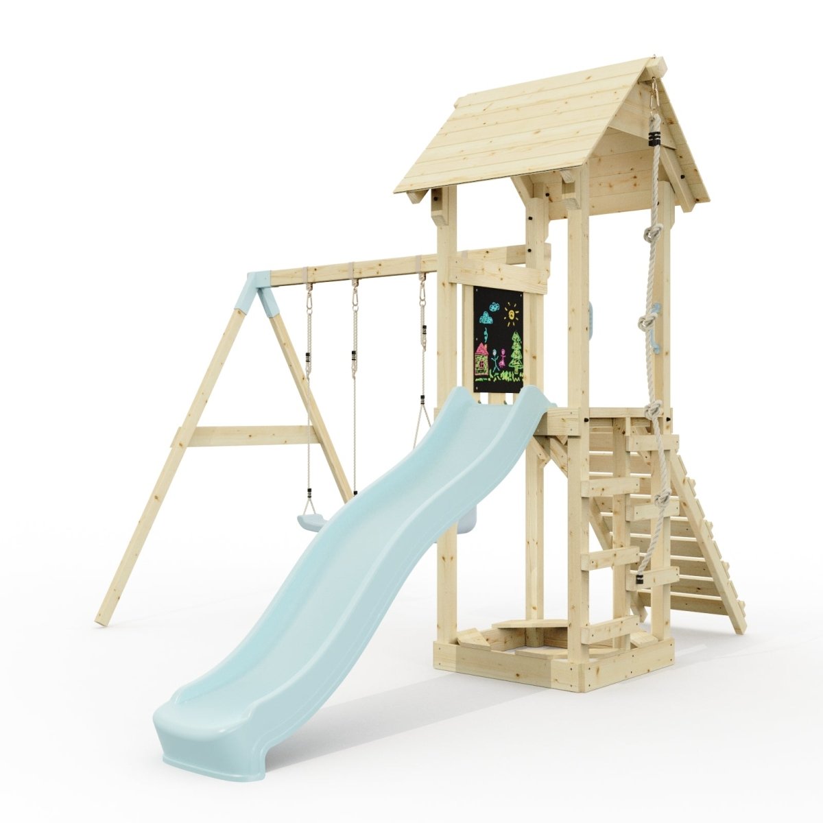 PolarPlay Tower Kids Wooden Climbing Frame - Swing Olavo Mist