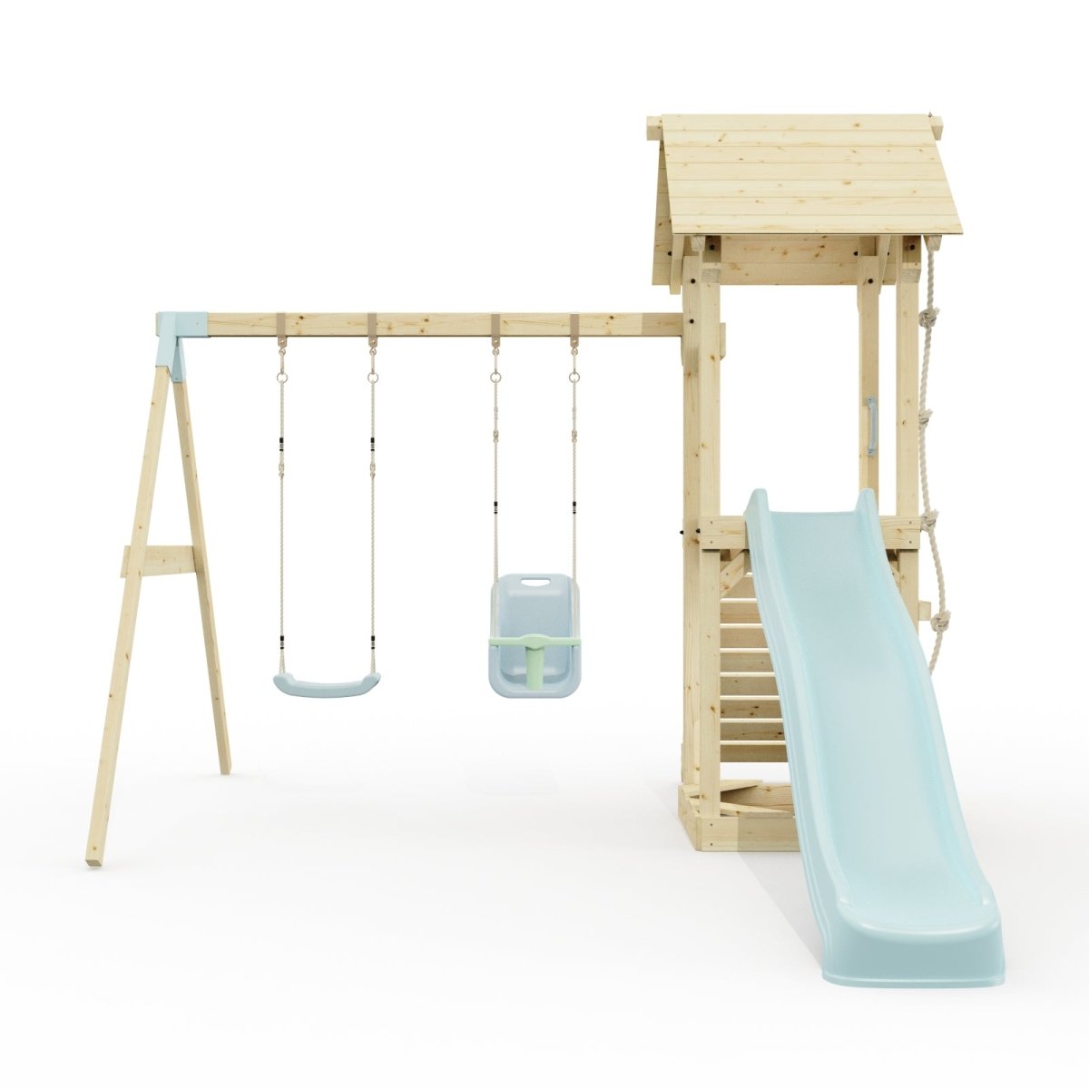 PolarPlay Tower Kids Wooden Climbing Frame - Swing Olavo Mist