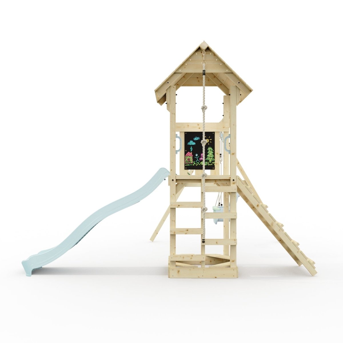 PolarPlay Tower Kids Wooden Climbing Frame - Swing Olavo Mist