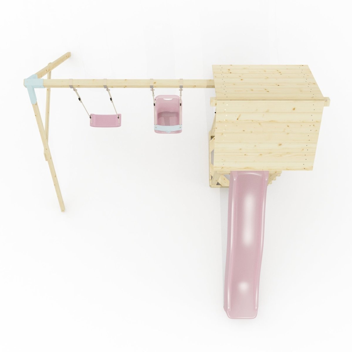 PolarPlay Tower Kids Wooden Climbing Frame - Swing Olavo Rose
