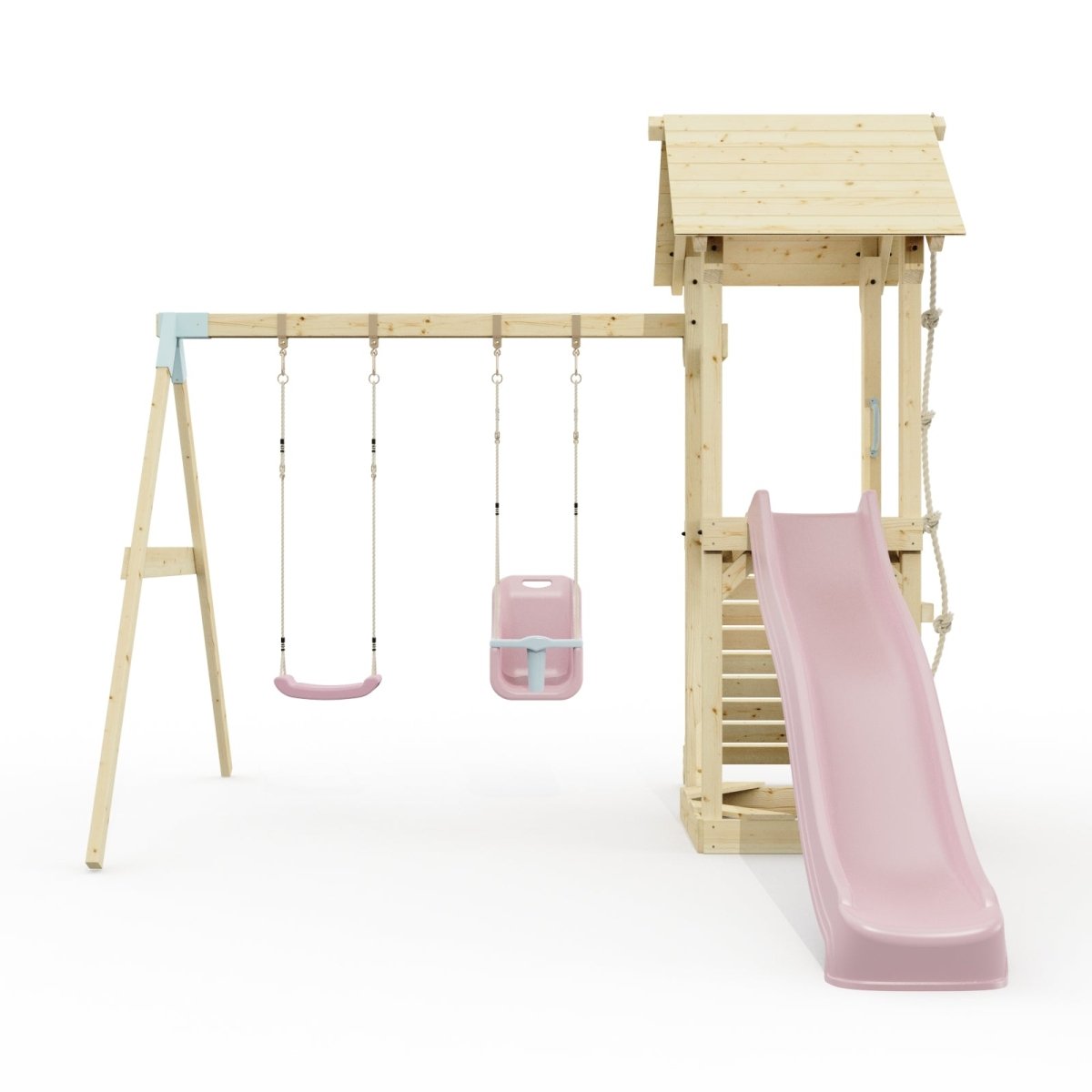 PolarPlay Tower Kids Wooden Climbing Frame - Swing Olavo Rose