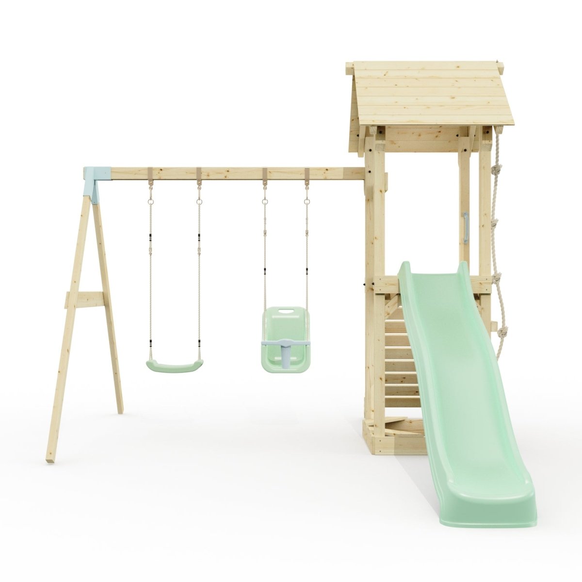 PolarPlay Tower Kids Wooden Climbing Frame - Swing Olavo Sage