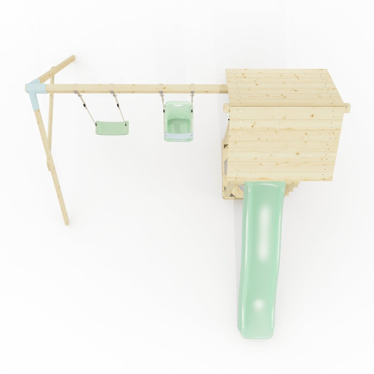 PolarPlay Tower Kids Wooden Climbing Frame - Swing Olavo Sage